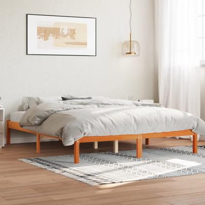 Bedframe zonder matras massief grenenhout wasbruin 150x200 cm
