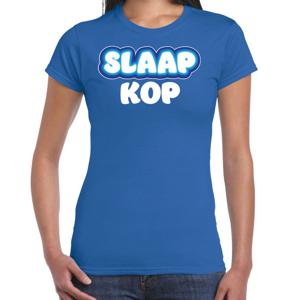 Verkleed T-shirt voor dames - slaapkop - blauw - carnaval - foute party