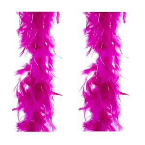 Verkleed boa - 2x stuks - fuchsia roze/zilver - veren - 200 cm - Carnaval - verkleedaccessoires
