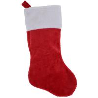 Decoratie kerstsok - rood - H43 cm - polyester - traditioneel - kerstsokken - thumbnail