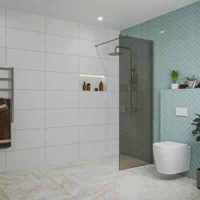 Fortifura Galeria inloopdouche - 70x200cm - rookglas - wandarm - Geborsteld Gunmetal PVD SW797941/SW797907