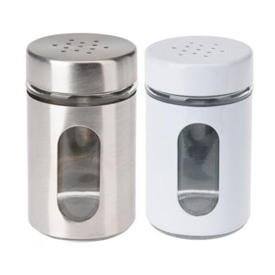 Excellent Houseware Peper- en Zoutstrooier set - glas - wit en zilver - 94 ml