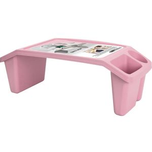 Bedtafel - kunststof - roze - L60 x B30 x H21 cm - dienblad - Dienbladen