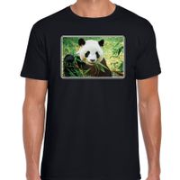 Dieren t-shirt met pandaberen foto zwart voor heren - thumbnail