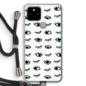 Eye pattern #2: Pixel 5 Transparant Hoesje met koord