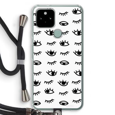 Eye pattern #2: Pixel 5 Transparant Hoesje met koord