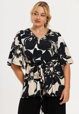 Yoek Tuniek met parels OMBRE | Beige | Maat 50/52