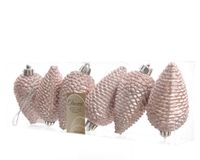 Dennenappel plastic glitter hang diameter 4.5x8cm poederroze - Ksd