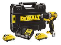 DEWALT DCD701D2-QW Draadloze boor 2x 12V 2Ah XR TSTAK Zwart, Geel