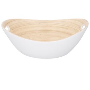 Witte salade schaal van bamboe 27 cm   -