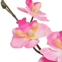 The Living Store Orchidee Kunstplant - 30 cm - 4 bladeren - 9 bloemen - Realistisch - Duurzaam - met pot - thumbnail