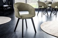 Design stoel NORDIC STAR groene structuurstof houten poten - 43425 - thumbnail