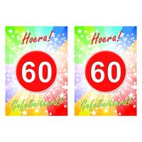 Verjaardag deurposter - 2x - 60 jaar - 59 x 42 cm - leeftijd feestartikelen
