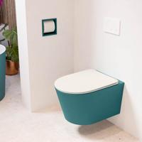 Wandcloset Mondiaz Lavie | Zonder spoelrand | Incl.Toiletzitting-Linen | Keramiek | Smag (turquoise)