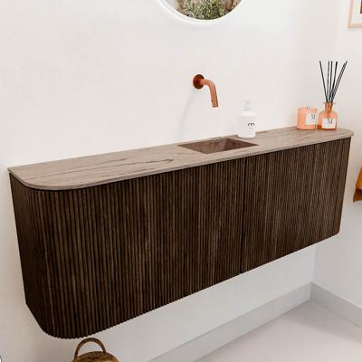 Toiletmeubel Mondiaz Joya Dlux | 123.2 cm | Meubelkleur Walnut | Faye wastafel Arena Wasbak Midden | Zonder kraangat(en)