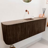 Toiletmeubel Mondiaz Joya Dlux | 123.2 cm | Meubelkleur Walnut | Faye wastafel Arena Wasbak Midden | Zonder kraangat(en)