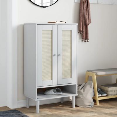 VidaXL Schoenenkast senja 59,5x35x107 cm rattan look grenenhout wit