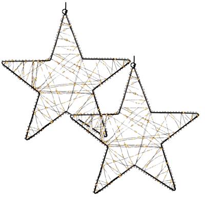 Verlichte ster - 2x - 160 led lampjes - warm wit - D36 cm - verlichte figuren - kerstverlichting