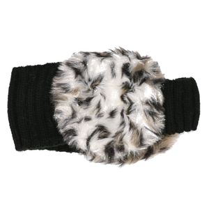 Gebreide hoofdband met dierenprint oorwarmers voor dames