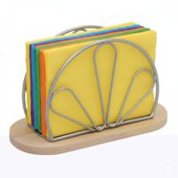 Gerimport Servettenhouder - hout / metaal - zilver - 15 x 9 cm - waaiervorm