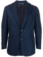 Canali blazer crop à fines rayures - Bleu