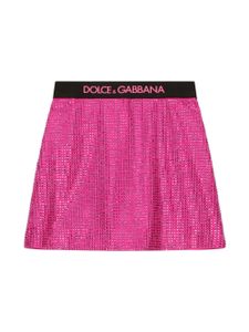 Dolce & Gabbana Kids jupe évasée à ornements strassés - Rose