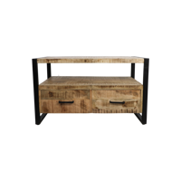 Tv Meubel Havana 2 Lade - Naturel/Zwart-Mango/Metaal