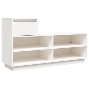 The Living Store Schoenenkast - Massief grenenhout - 110 x 34 x 61 cm - Wit