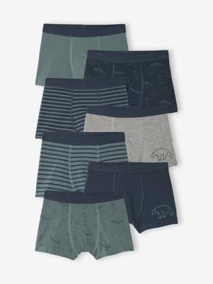 Set van 7 boxershorts voor jongens met strepen en berenprint groen