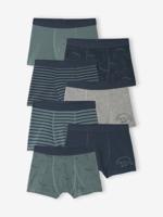 Set van 7 boxershorts voor jongens met strepen en berenprint groen