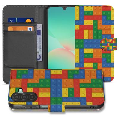 Samsung Galaxy A17 Hoesje Blokken Design Met 3 Pasjes Kleurrijk