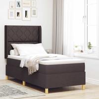 Boxspringbed met matras en LED stof donkerbruin 90x200 cm