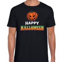 Pompoen / happy halloween verkleed t-shirt zwart voor heren - thumbnail