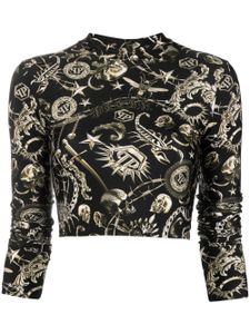 Philipp Plein t-shirt imprimé à manches trois-quarts - Noir