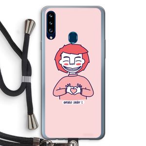 Hartje: Samsung Galaxy A20s Transparant Hoesje met koord