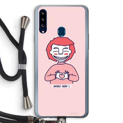 Hartje: Samsung Galaxy A20s Transparant Hoesje met koord