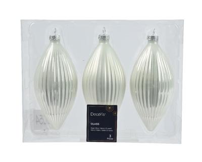 Olijf glas d6h13 cm winterwit 3st - Decoris