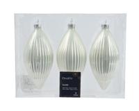 Olijf glas d6h13 cm winterwit 3st - Decoris