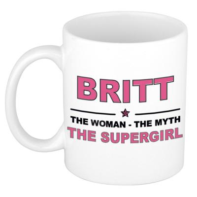 Britt cadeau mok - Woman Myth Supergirl - naam koffiemok - 300 ml - collega - moederdag