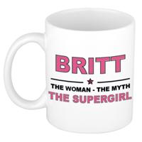 Britt cadeau mok - Woman Myth Supergirl - naam koffiemok - 300 ml - collega - moederdag