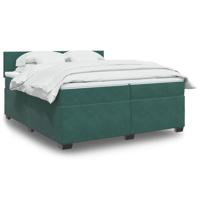 Boxspring met matras fluweel donkergroen 200x200 cm