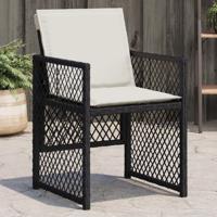 Tuinstoelen 4 st met kussens poly rattan zwart Tuinstoelen 4 st met kussens poly rattan zwart