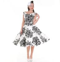 Fleur Scoop Neck Dress, Black and White-L | 41% korting