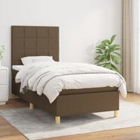 Boxspring met matras stof donkerbruin 90x200 cm