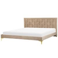 Beliani - LIMOUX - Tweepersoonsbed - Taupe - 180 x 200 cm - Fluweel