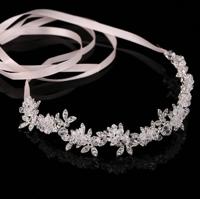 Edele Crystal Strass bruids Headpieces satijn lint bruiloft haaraccessoires voor bruiden Tiaras kronen hoofdbanden stijl 1