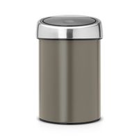 Brabantia Touch Bin wandafvalemmer 3 liter met kunststof binnenemmer - Platinum / Matt Steel - thumbnail