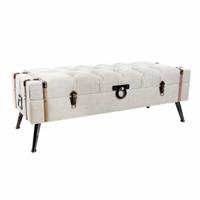 Kruk DKD Home Decor Beige Linnen Hout MDF (122 x 47 x 43 cm)