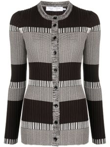 Proenza Schouler White Label cardigan en maille nervurée à rayures - Marron