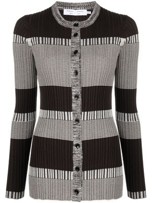 Proenza Schouler White Label cardigan en maille nervurée à rayures - Marron
